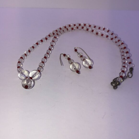 15 1/2" Clear Quartz And Red Seed Beads Necklace - Picture 9 of 9